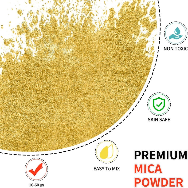 Yipoyilo Mica Powder - 100g Mica Powder for Epoxy Resin - Metallic Color Pigment for Resin, Soap, Bath Bombs, Eye Shadow, Nails, DIY Crafting Projects etc. (Flash Yellow) - Image 2